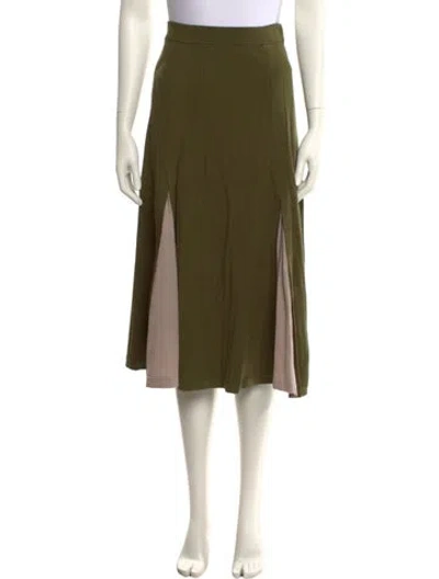 Pre-owned 3.1 Phillip Lim Colorblock Pattern Midi Length Skirt In Green