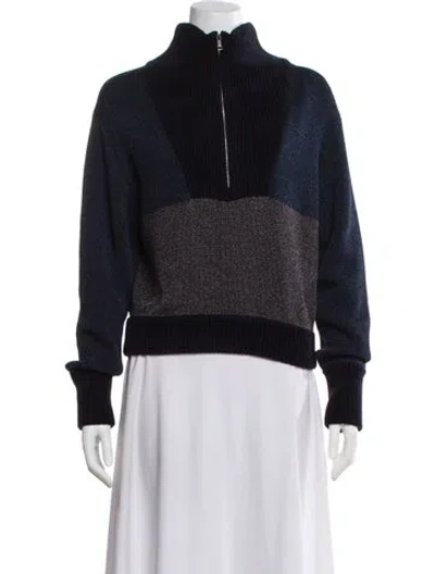 Pre-owned 3.1 Phillip Lim Colorblock Pattern Mock Neck Sweater In Gray