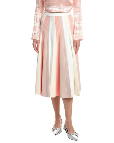 3.1 Phillip Lim Colorblock Stripe Ribbed Pleated Midi Skirt In Pink