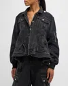 3.1 Phillip Lim Hybrid Denim Flight Jacket In Washed Blk