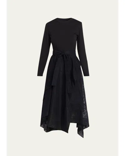 3.1 Phillip Lim Combo Long-sleeve T-shirt & Organza Midi Dress In Black