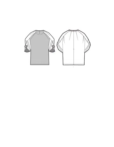 3.1 Phillip Lim Combo T-shirt W Cascade Drape Slv In Black