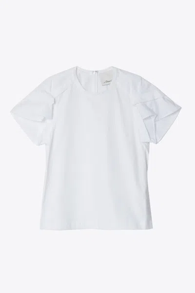 3.1 Phillip Lim Combo T-shirt With Cascade Drape Sleeve In White