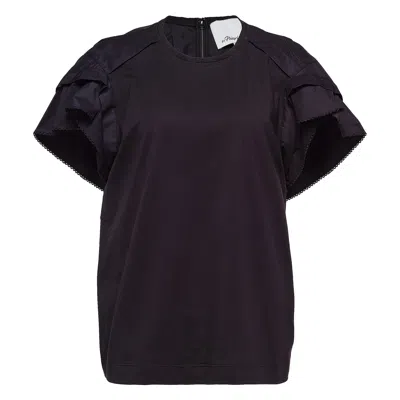 3.1 Phillip Lim Combo T-shirt With Cascade Drape Sleeves In Brown