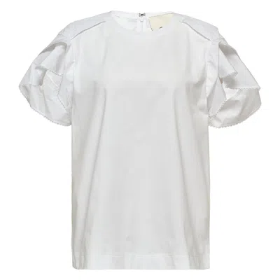 3.1 Phillip Lim Combo T-shirt With Cascade Drape Sleeves In White