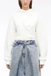 3.1 Phillip Lim Compact French Terry Front Wrap Hoodie In Black