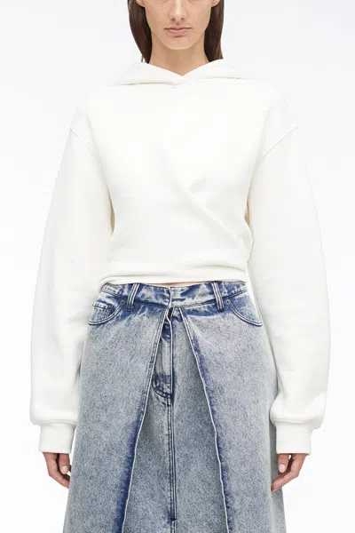 3.1 Phillip Lim Compact French Terry Front Wrap Hoodie In Black
