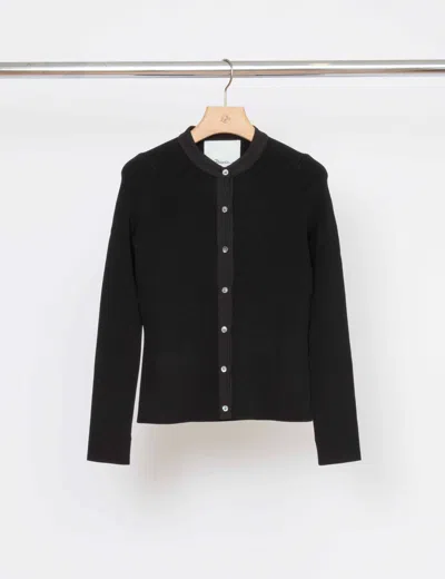 3.1 Phillip Lim Compact Rib Crewneck Cardigan In Black