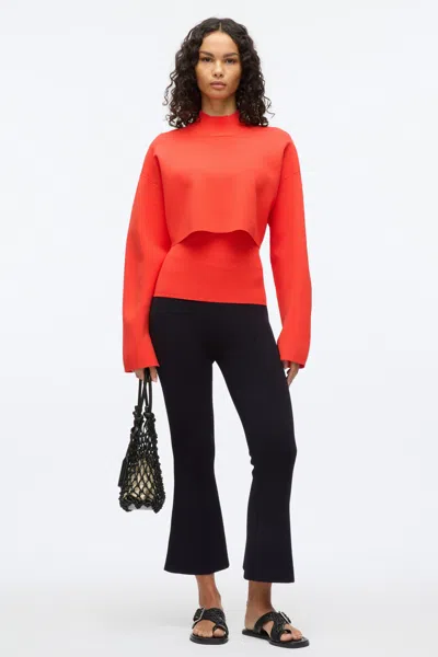3.1 Phillip Lim Compact Rib Cropped Turtle Neck In Poppy