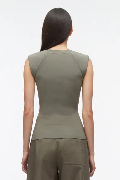 3.1 Phillip Lim Compact Rib Sleeveless Top In Green