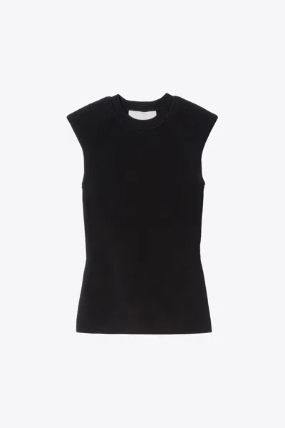 3.1 Phillip Lim Compact Rib Sleeveless Top In Black