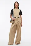3.1 Phillip Lim Compact Rib Top With Contrast Sleeves In Khaki-blk