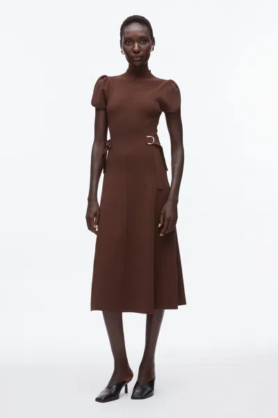 3.1 Phillip Lim Compact Rib Tulip Dress In Dk Chocolate