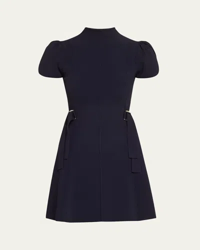 3.1 Phillip Lim Compact Rib Tulip-sleeve Mini Dress In Midnight