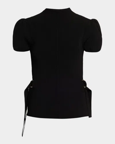 3.1 Phillip Lim Compact Rib Tulip Top In Black