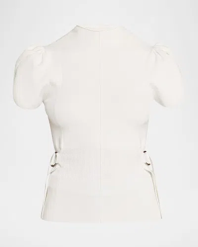 3.1 Phillip Lim Compact Rib Tulip Top In White