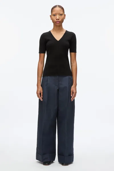 3.1 Phillip Lim Compact Rib V-neck Tee In Black