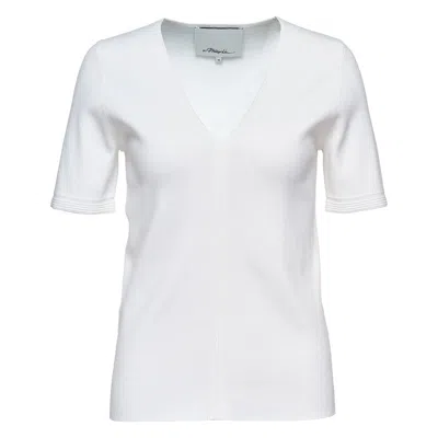 3.1 Phillip Lim Compact Rib V-neck Top In White