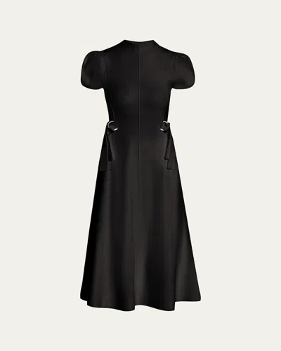 3.1 PHILLIP LIM COMPACT RIBBED TULIP-SLEEVE MIDI DRESS