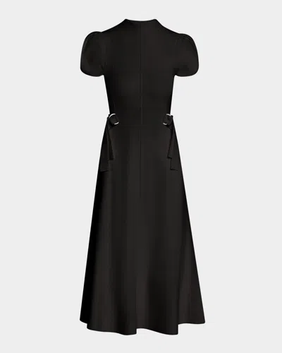 3.1 PHILLIP LIM COMPACT RIBBED TULIP-SLEEVE MIDI DRESS
