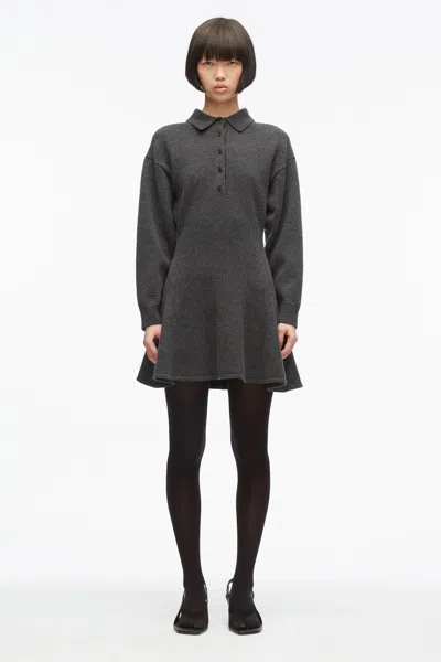3.1 Phillip Lim Compact Wool Polo Mini Dress In Charcoal