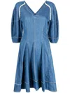 3.1 Phillip Lim Contrast-stitching V-neck Dress In Blue