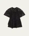 3.1 Phillip Lim Cord Embroidered Lace Flounce Top In Blk Multi
