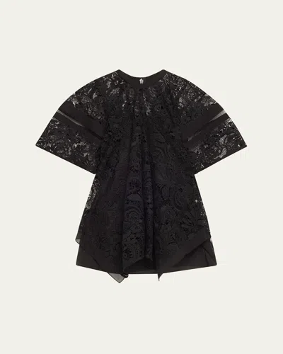 3.1 Phillip Lim Cord Embroidered Lace Flounce Top In Blk Multi