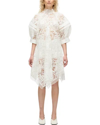 3.1 Phillip Lim Corded Embroidered Lace Flounce Mini Dress In White