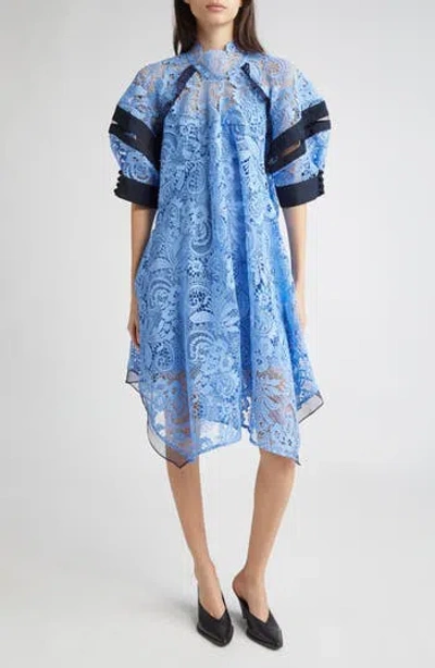 3.1 Phillip Lim Corded Lace Handkerchief Hem Dress In Blue