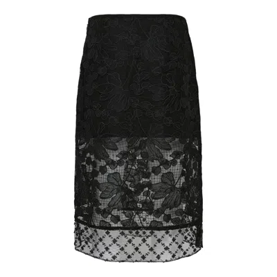 3.1 Phillip Lim Corded Lace Organza Midi Skirt In Black