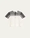 3.1 Phillip Lim Corded Lace Organza Short-sleeve Flounce Top