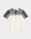 3.1 Phillip Lim Corded Lace Organza Short-sleeve Flounce Top