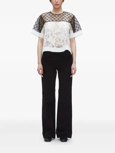 3.1 Phillip Lim Corded Lace Organza Short-sleeve Flounce Top In White