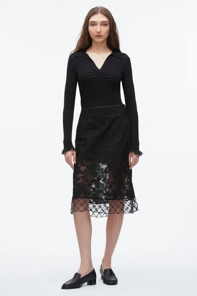 3.1 Phillip Lim Corded Lace Organza Skirt In Black