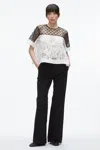 3.1 Phillip Lim Corded Lace Organza Short-sleeve Flounce Top