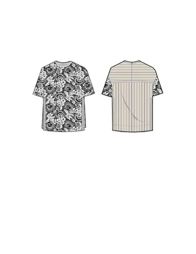 3.1 Phillip Lim Corded Lace Stripe Ss Flounce Top In Multi