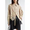 3.1 Phillip Lim Corded Leaf Lace Mixed Media Button-up Shirt In Khaki Multi