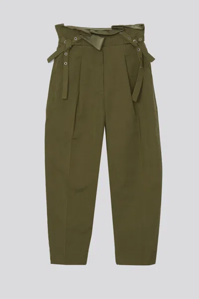 3.1 Phillip Lim Cotton Linen Paperbag Pant In Green