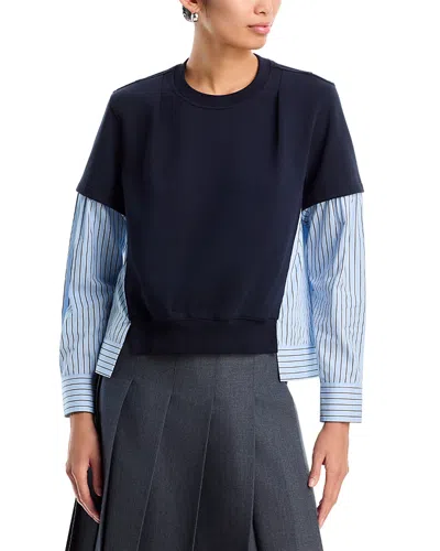 3.1 Phillip Lim Cotton Mixed Media Sweatshirt In Blue