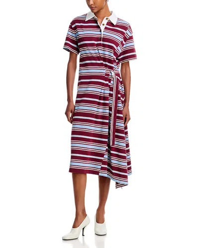 3.1 Phillip Lim Cotton Rugby Asymmetrical Polo Dress In Multi