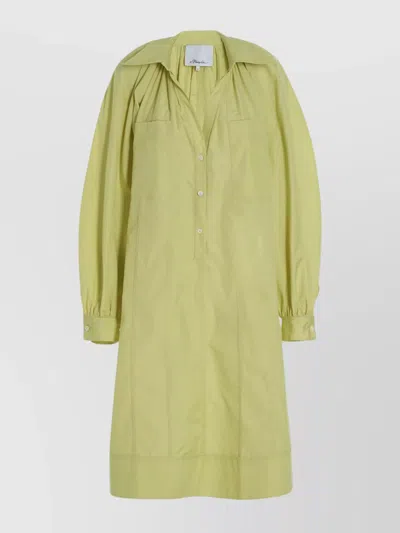 3.1 Phillip Lim Cotton Shirt Dress Cuffed Sleeves In Yellow