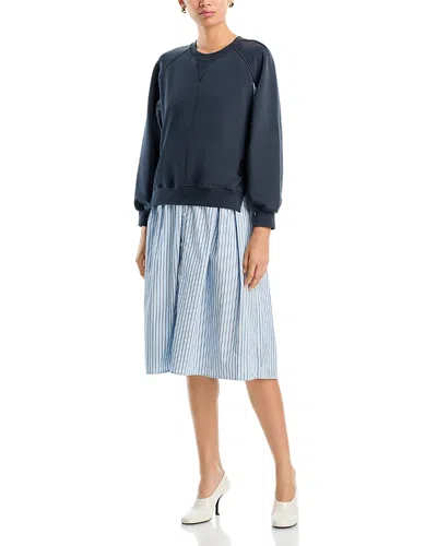 3.1 Phillip Lim Cotton Sweatshirt Combo Dress In Blue