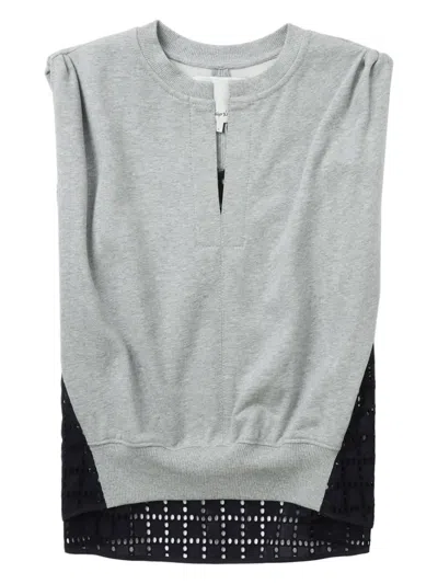 3.1 Phillip Lim Cotton Top In Md Heather Grey - Navy