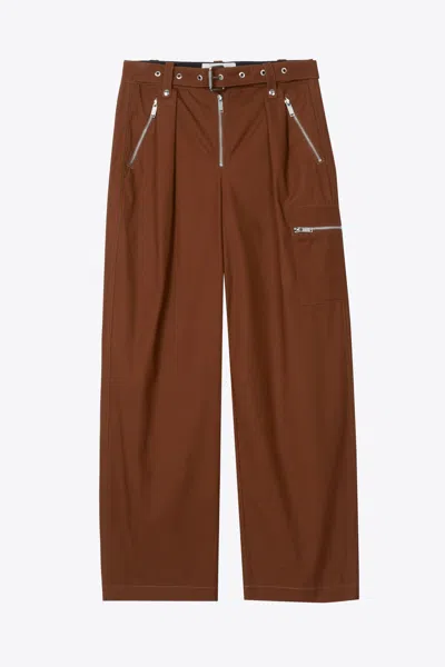 3.1 Phillip Lim Cotton Twill Wide Leg Utility Pants In Brown