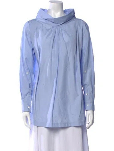 Pre-owned 3.1 Phillip Lim Cowl Neck Long Sleeve Blouse In Blue
