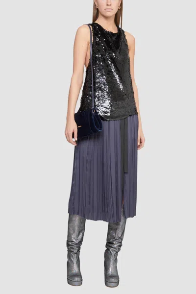 3.1 Phillip Lim Cowl Neck Sequin Cross Back Tank In Black