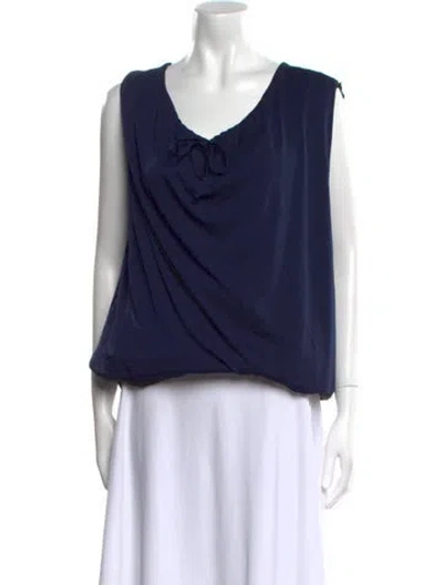 Pre-owned 3.1 Phillip Lim Cowl Neck Short Sleeve Blouse In Blue
