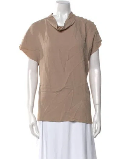 Pre-owned 3.1 Phillip Lim Cowl Neck Short Sleeve Blouse In Neutral