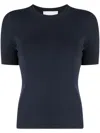 3.1 Phillip Lim Crepe-texture Short-sleeve Top In Blue